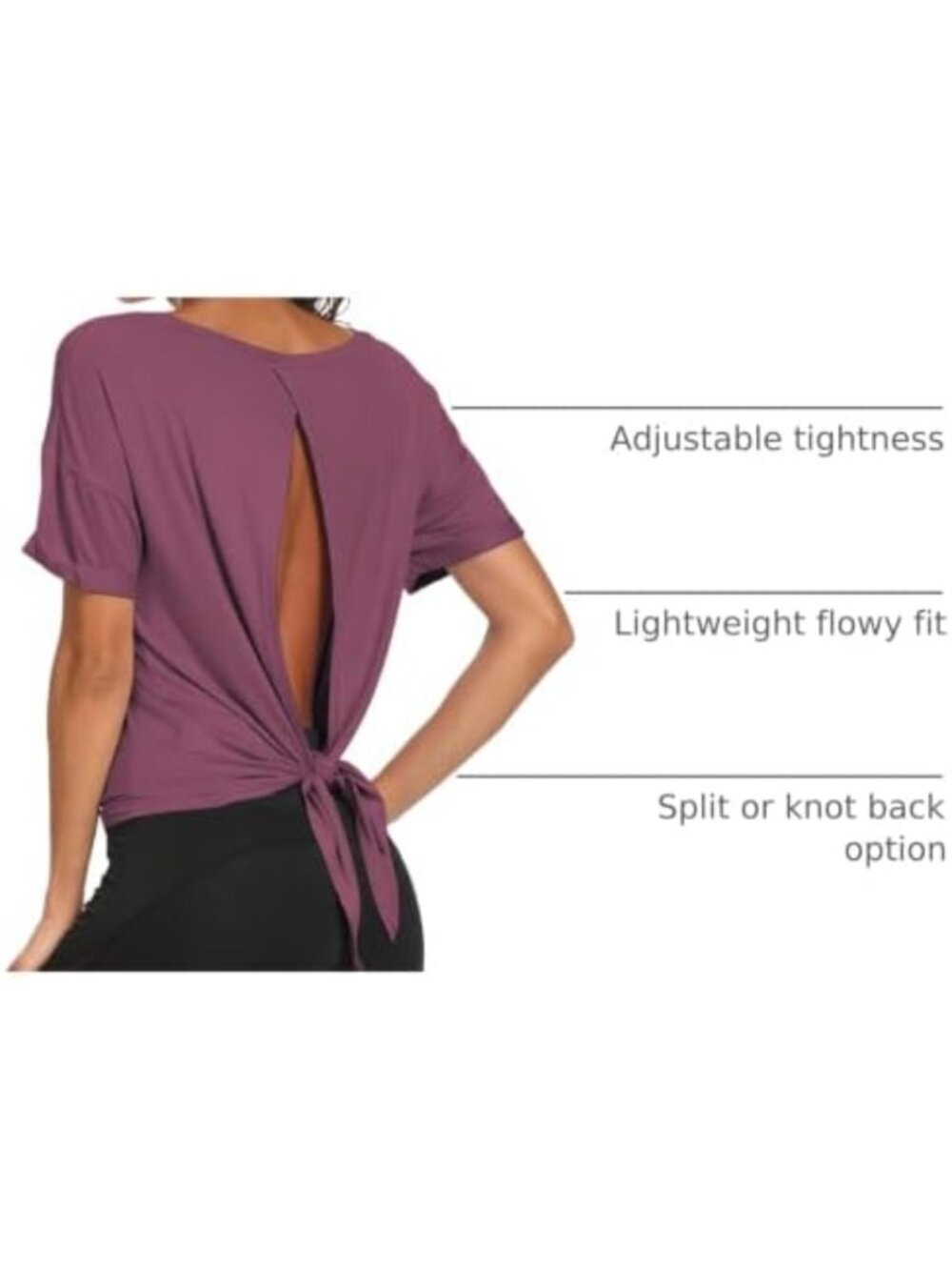 Backless Workout Tank Tops | Tie Back Yoga Shirts | Athletic Activewear for - Picture 4 of 6